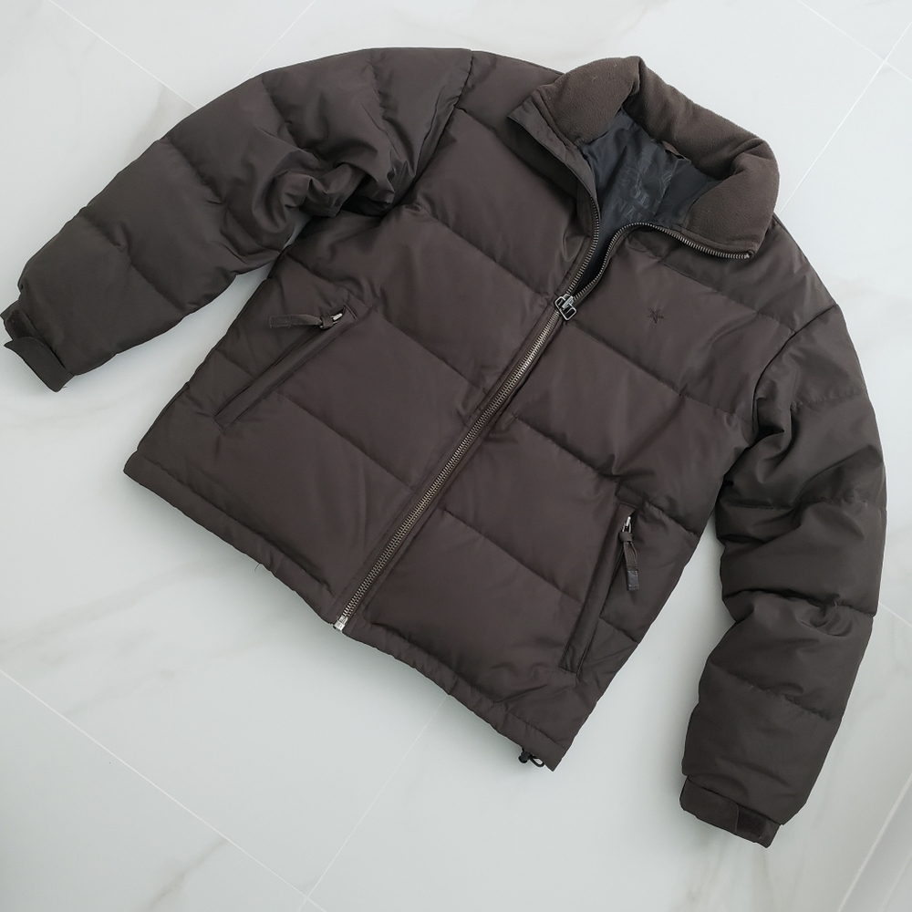 Old Navy Men's Warm Brown Puffer Coat Sz S - Picture 4 of 9